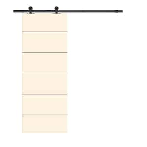 Modern Classic 24 in. x 84 in. Beige Stained Composite MDF Paneled Sliding Barn Door with Hardware Kit
