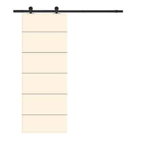 Modern Classic 30 in. x 96 in. Beige Stained Composite MDF Paneled Sliding Barn Door with Hardware Kit