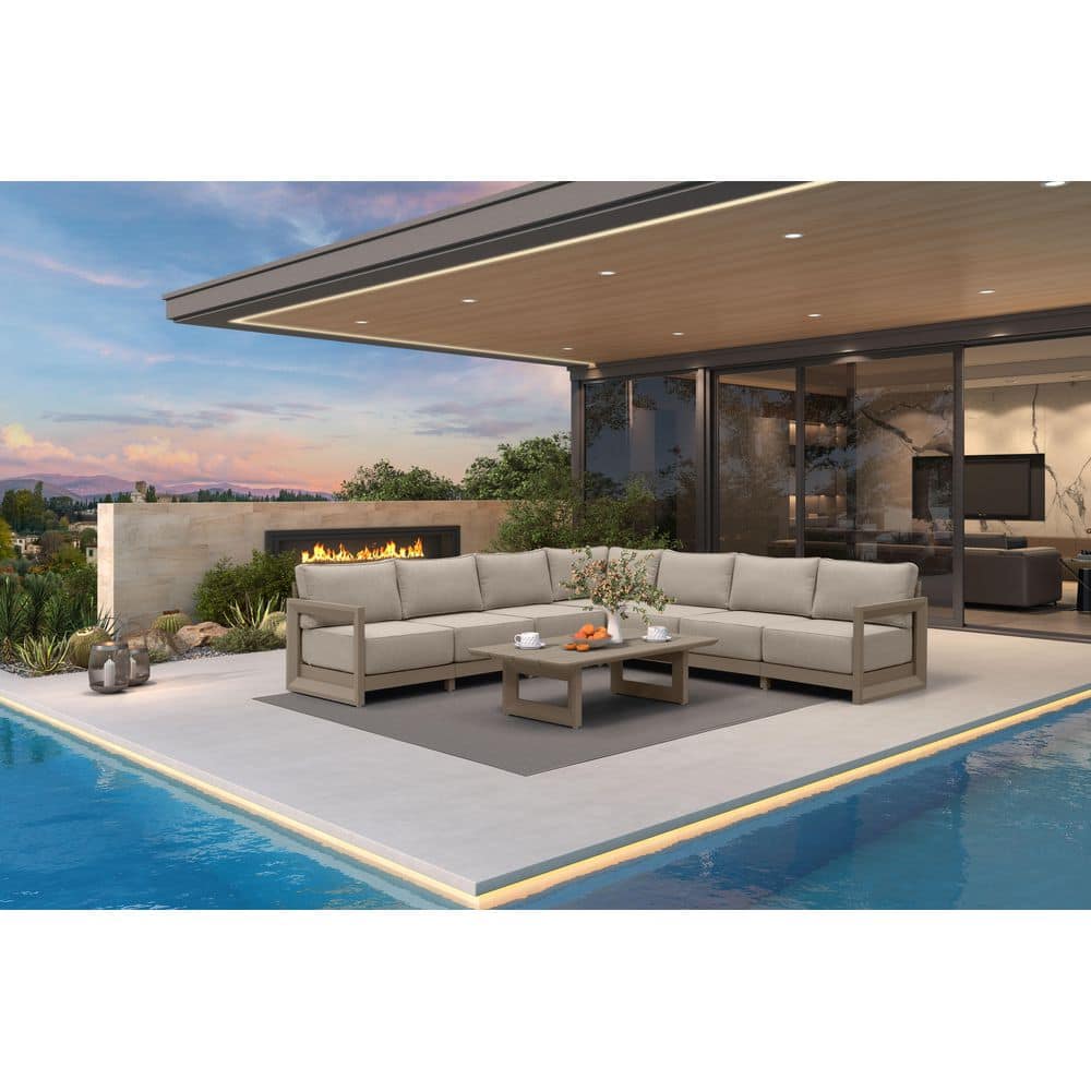 8 Pieces Patio Conversation Sets All Weather Outdoor Couch Sectional Set with Cushion Conversation Set Khaki price history on PriceWatchPro