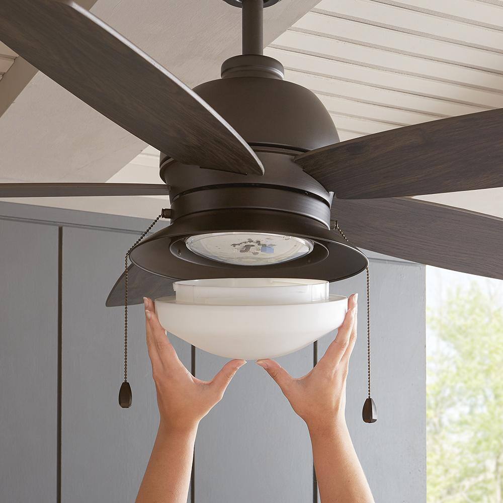 52-inch Bronze Ceiling Fan with Weathered Wood Blades and LED Light