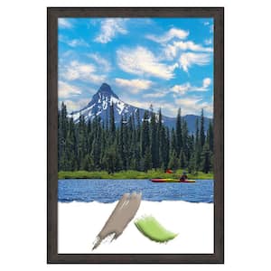 Dappled Black Brown Narrow Wood Picture Frame Opening Size 24x36 in.