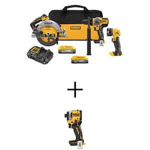 20V MAX Lithium-Ion Cordless 3-Tool Combo Kit and Brushless Compact 1/4 in. Impact Drive w/5Ah Battery and 1.7Ah Battery