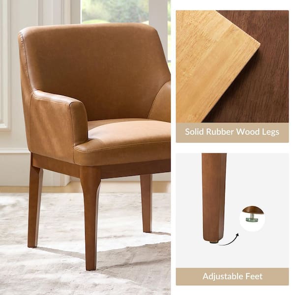 JAYDEN CREATION Theodore Camel Faux Leather Dining Chair with