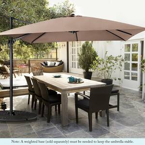 10 ft. x 10 ft. Cantilever Offset Square Tilt Crank 360° Patio Umbrella Outdoor Tan