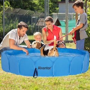 63 in. x 63 in. x 12 in. Foldable & Portable Indoor Outdoor Pet Swimming Pool, Bathing Tub, Shower Spa, Kiddie Pool