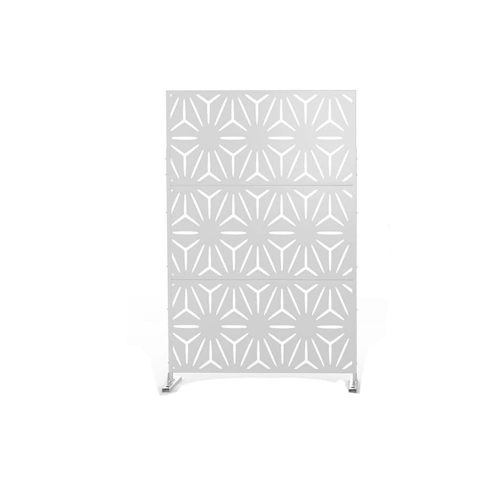 6.5 ft. H x 4 ft. W Laser Cut Metal Privacy Screen in White, 3 panels