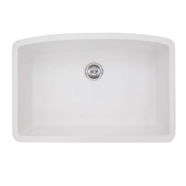 MSI 32.5 in. Undermount Quartz White 32 in. Single Bowl Kitchen Sink