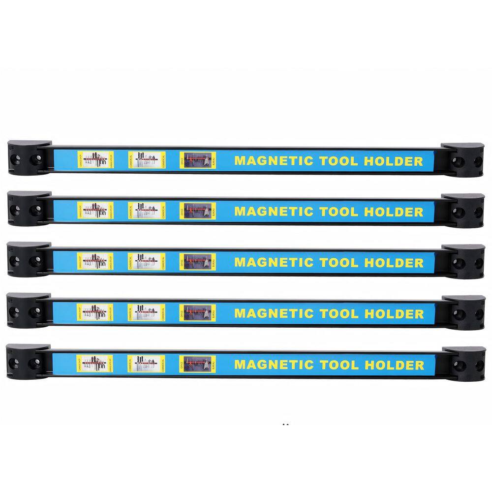 5-Pieces 1 in. H x 17 in. W Heavy Duty Steel Slatwall Accessories with Magnetic Tool Holder in Blue for Workshop, Garage price history on PriceWatchPro
