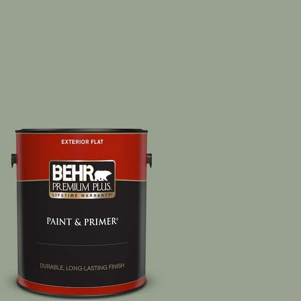 BEHR PREMIUM PLUS 1 gal. #N390-4 Bitter Sage Flat Exterior Paint & Primer