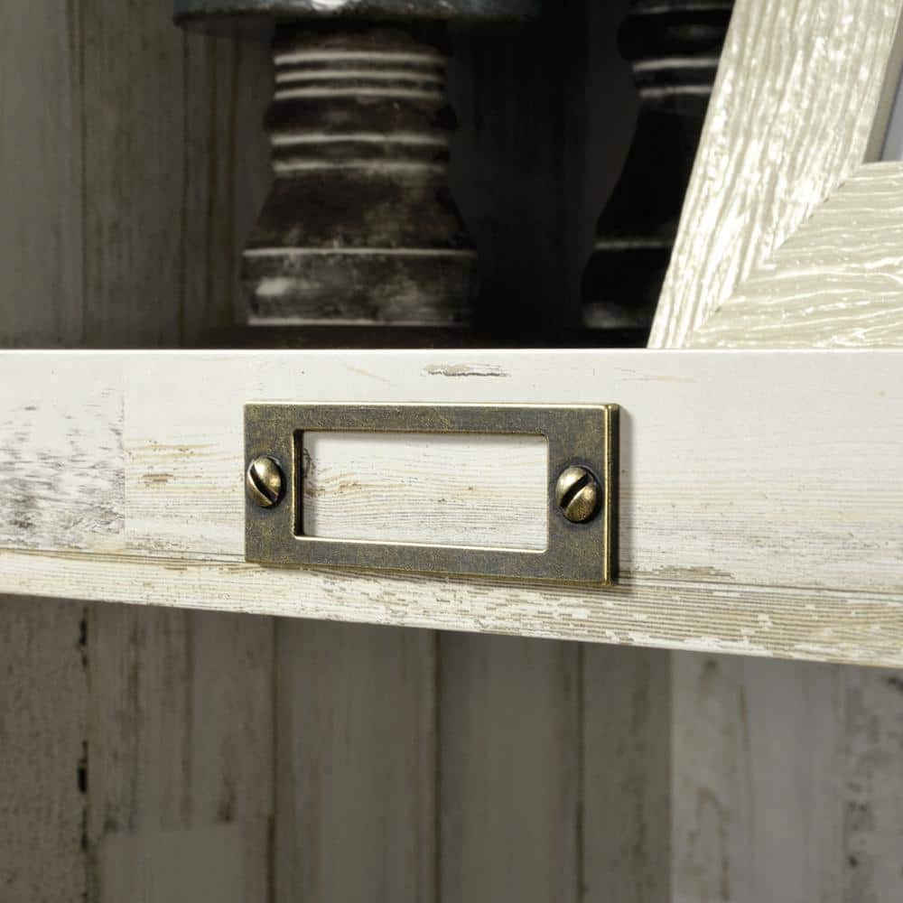 Elegant White Plank Wood Bookcase with 10 Cubbies and ID Labels