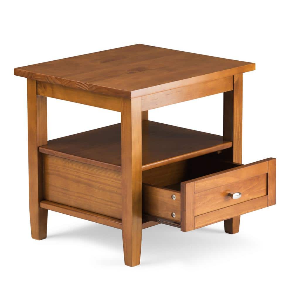 Warm Shaker 20 in. Wide Rectangle Solid Wood End Table in Light Golden Brown - thumbnail 4