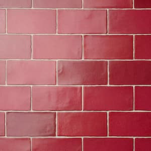 Antic Special Red Moon 3 in. x 6 in. Ceramic Wall Take Home Tile Sample
