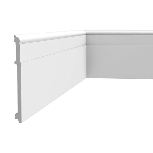 ORAC DECOR 5/8 in. D x 7-7/8 in. W x 78-3/4 in. L Primed White High Impact Polystyrene Baseboard Moulding (6-Pack)
