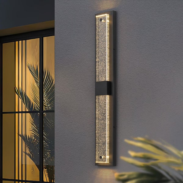 Atlas 2-Light Bubble Black Modern Integrated Outdoor Wall Sconce