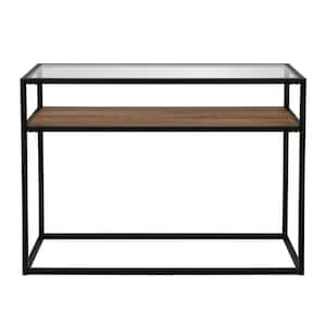 Addison 42 in. Bronze Standard Rectangle Glass Console Table with Storage