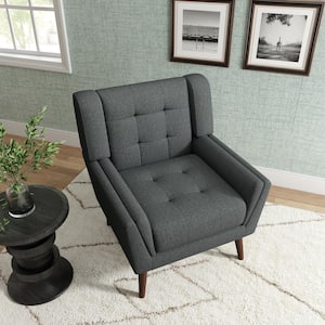 Modern Dark Gray Linen Accent Arm Chair (Set of 1)