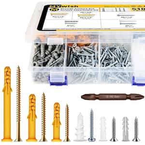 MYWISH Drywall Anchors and Screws Assortment Kit 510-Pieces, Self Drilling Drywall Anchors (510-Pack)