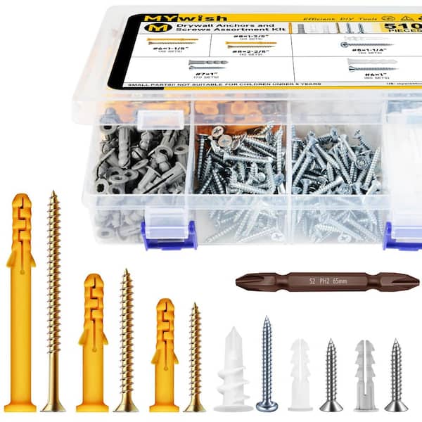 Drywall Anchors and Screws Assortment Kit 510-Pieces, Self Drilling Drywall Anchors (510-Pack)