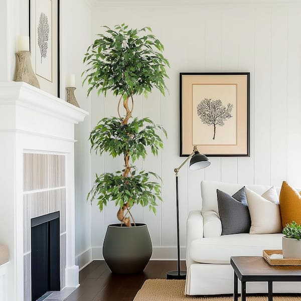 MOVECOM 7 ft. Fiddle Leaf Fig Tree Artificial Indoor, 7 ft. Tall