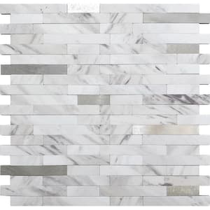 White and Silver 4 in x 5 Peel and Stick Backsplash Tile Sample