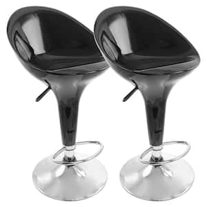 2-Piece Modern Bombo Adjustable 30.31 in. Bar Stool in Black with Chrome Base