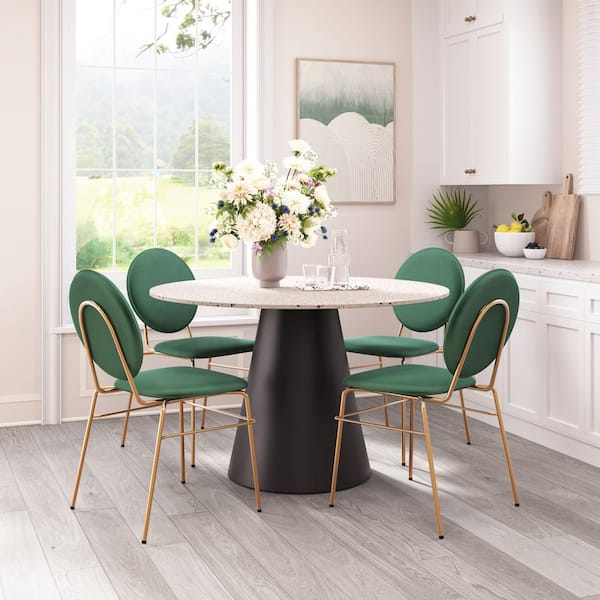 Odessa Green and Gold Velvet Dining Chair-(Set of 2)