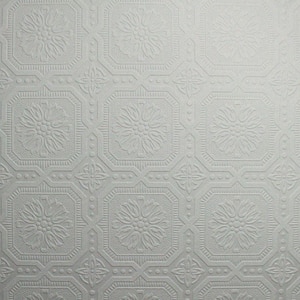 White Vinyl Non-Pasted Paintable Wallpaper Roll (Covers 56 Sq. Ft.)