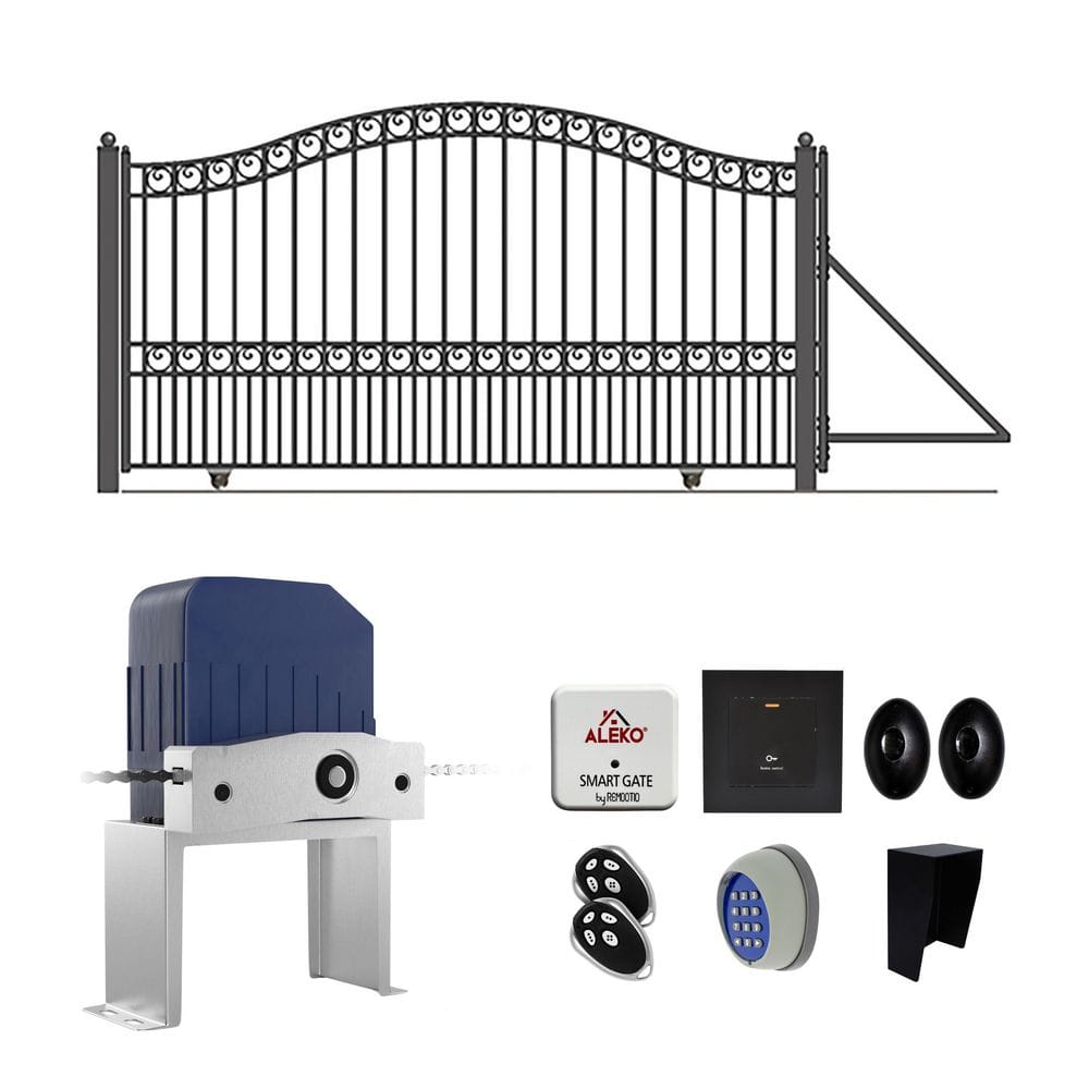 ALEKO Paris Style 16 ft. W x 6 ft. H Black Steel Single Slide
