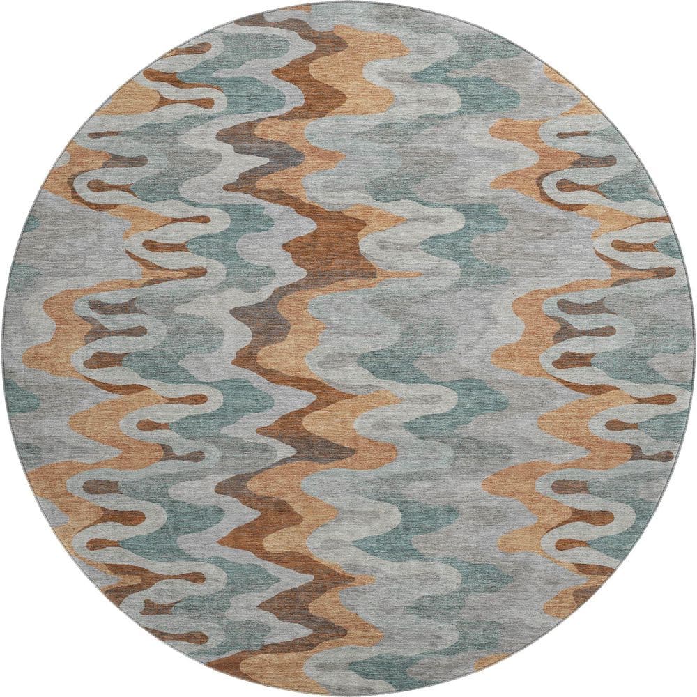 Mayfield Premium Machine Washable Abstract AMF2481 Silver 8 ft. x 8 ft. Round Rug price history on PriceWatchPro