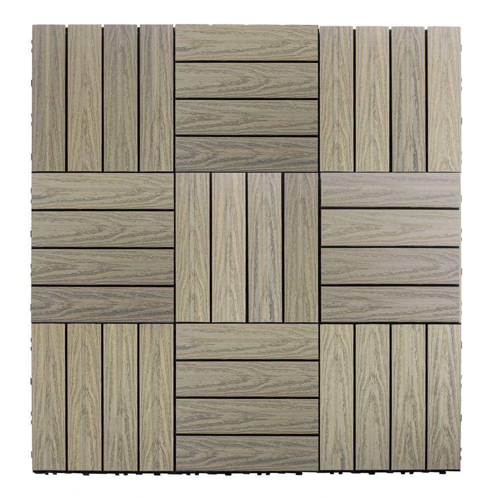 Roman Antique Elm Composite Interlocking Deck Tile 12" x 12"