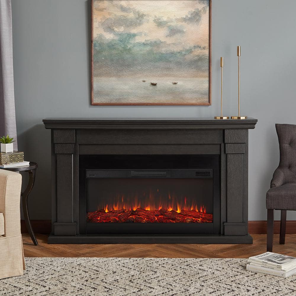 Real Flame Carlisle 64 in. Freestanding Electric Fireplace in Gray ...