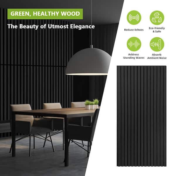 Gigrwiin 2 x 4 ft. Black Square Edge MDF Decorative Wall Paneling