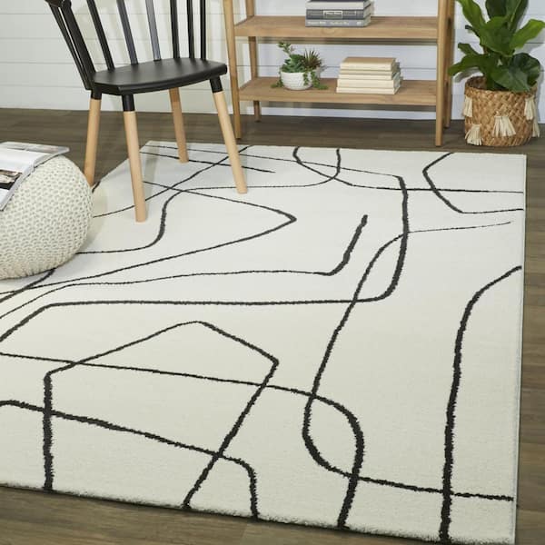 Descartes Charcoal 2 ft. x 10 ft. Abstract Runner Rug