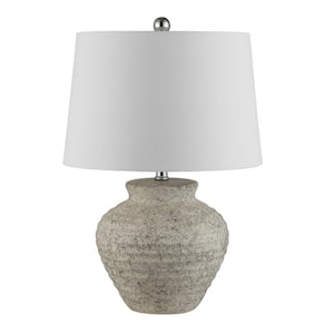 Ledger 22. 5 in. Light Gray Table Lamp with White Shade