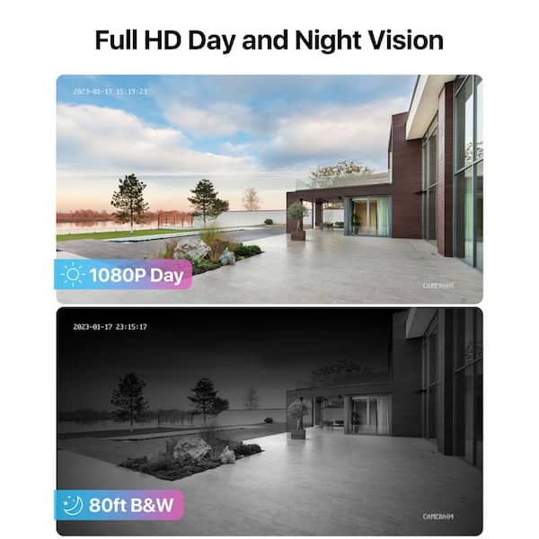 8-Channel H. 265+ 2MP DVR Home Security Camera System with 6 1080P FHD Wired Outdoor Bullet Cameras