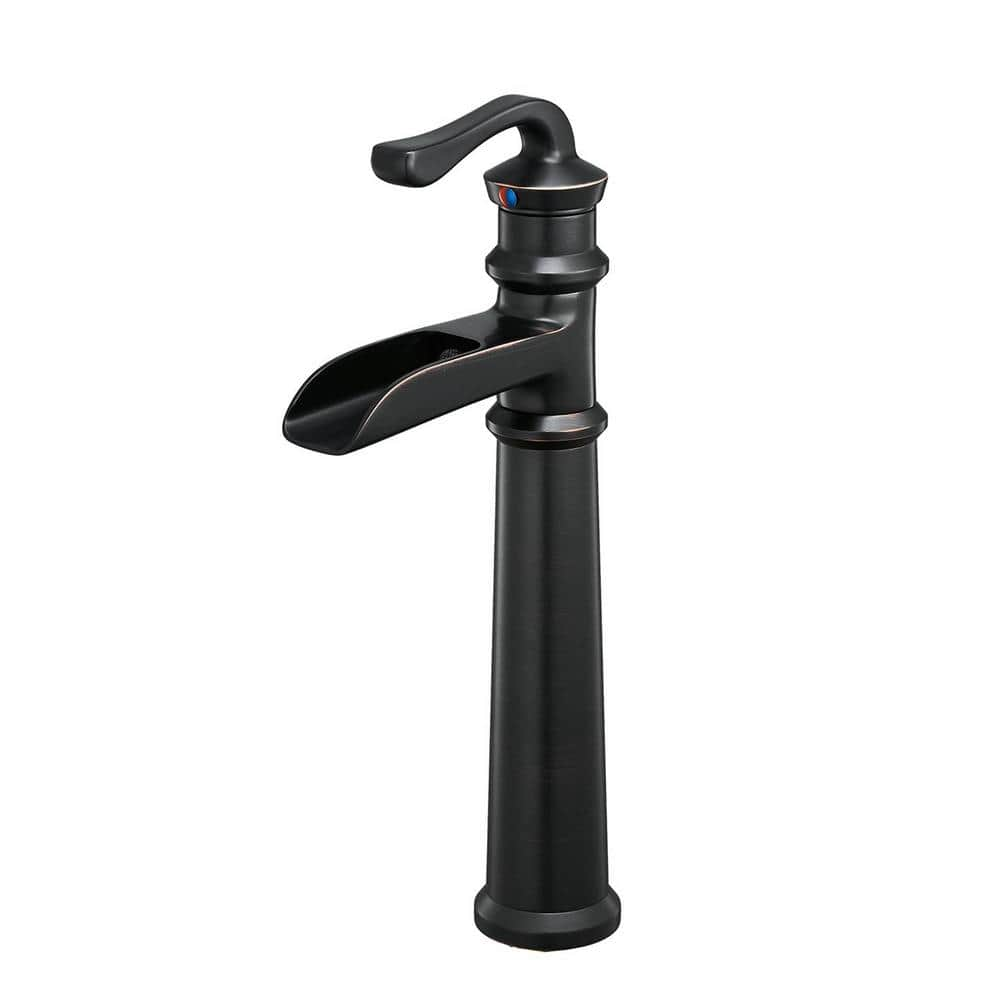 FLG Single-Handle Single-Hole Waterfall Vessel Sink Faucet Bathroom Tall  High Taps in Oil Rubbed Bronze LE-0206-ORB - The Home Depot