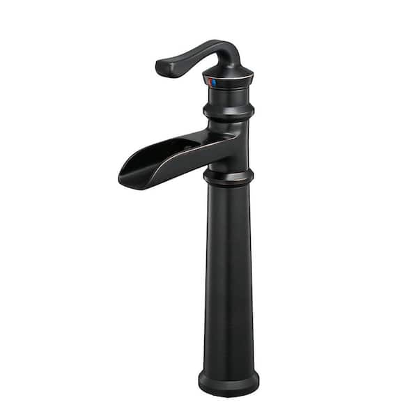 FLG Single-Handle Single-Hole Waterfall Vessel Sink Faucet Bathroom Tall High Taps in Oil Rubbed Bronze