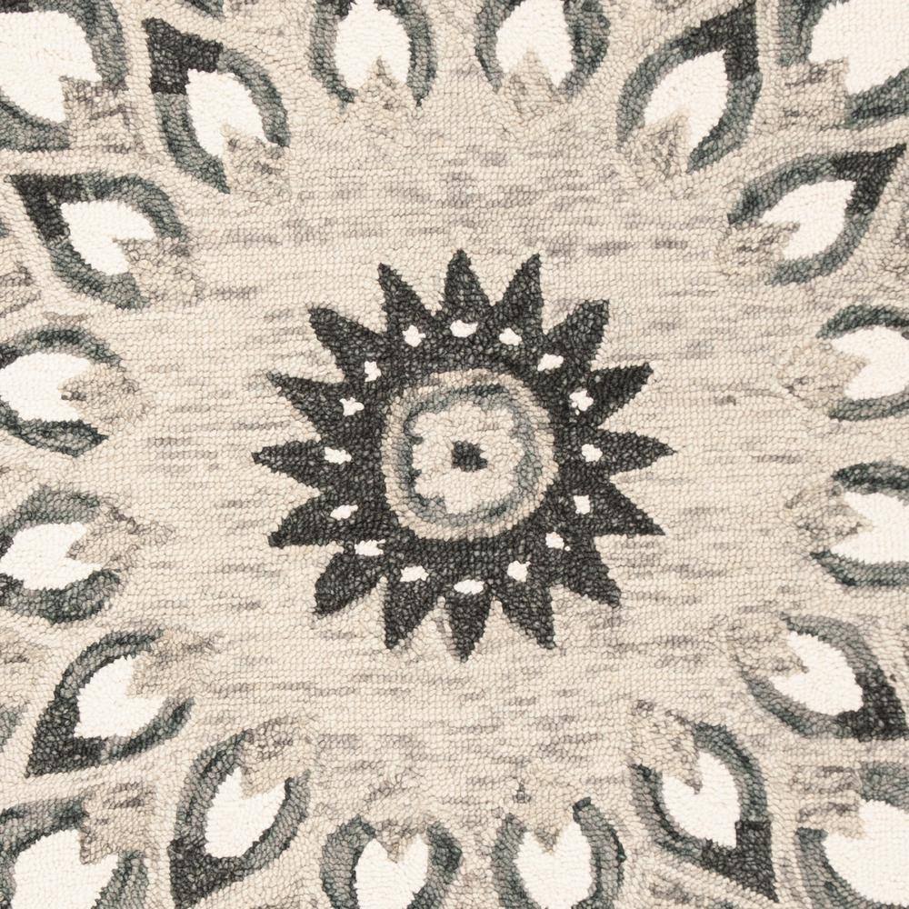 Handmade Charcoal and Ivory Wool 6' Round Tufted Area Rug