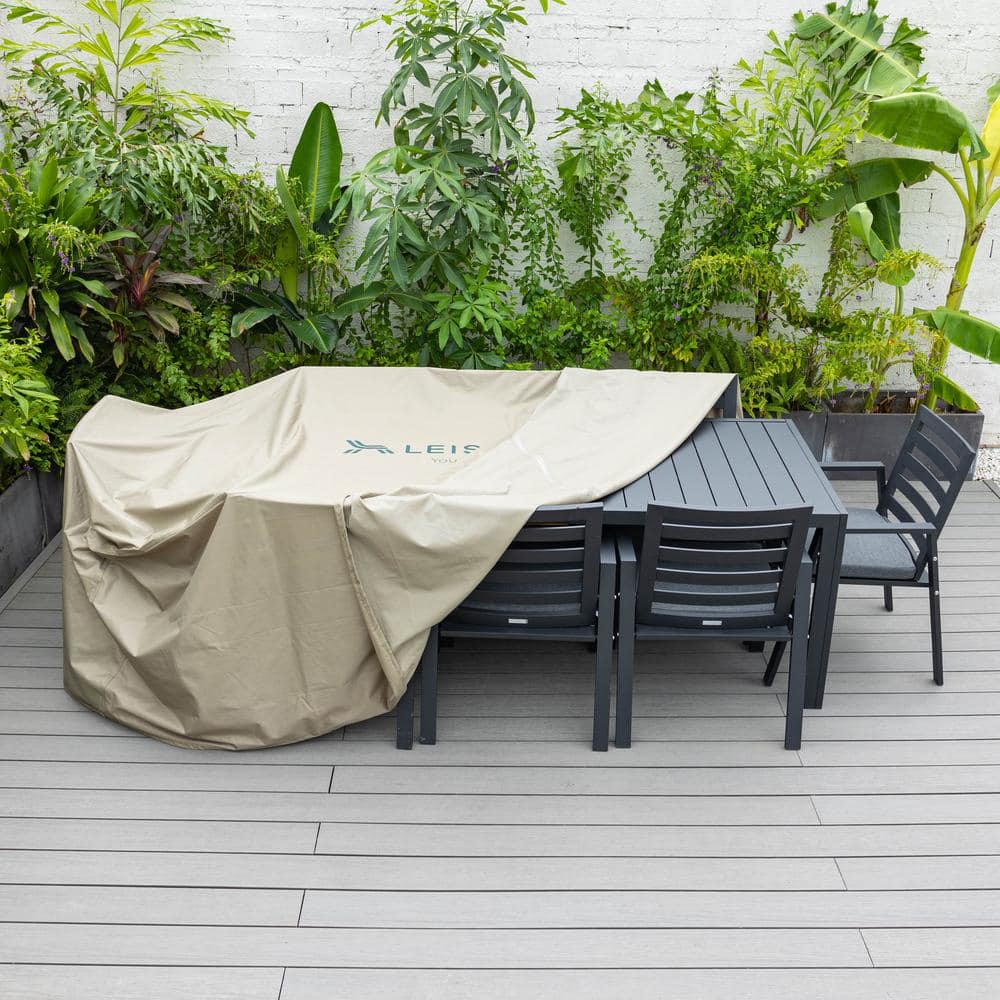 Chelsea Beige 87" Outdoor Patio Dining Set Rain Cover