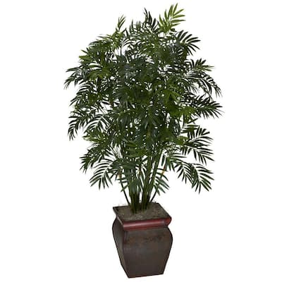 Indoor 45 in. H Green Mini Bamboo Artificial Palm with Decorative Vase
