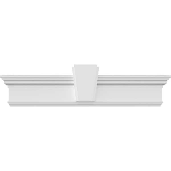 Ekena Millwork 1 in. x 140 in. x 7-1/4 in. Polyurethane Crosshead Moulding with Deco Keystone