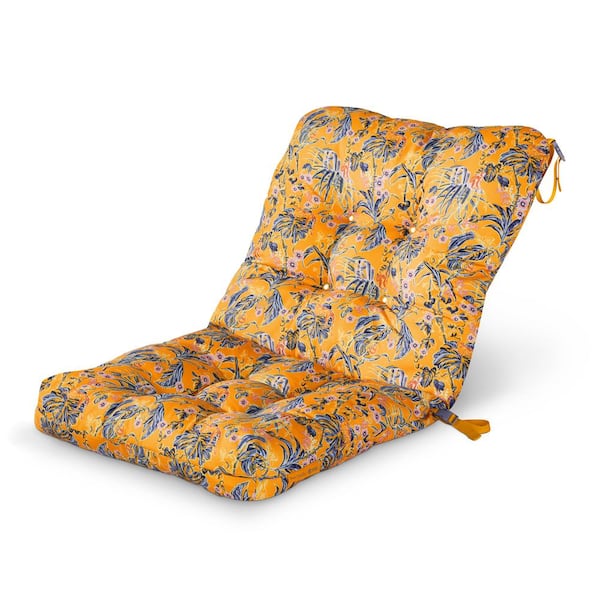 Classic Accessories Vera Bradley 21 in. W x 19 in. D x 22.5 in. H x 5 in. Thick Patio Chair Cushion in Rain Forest Toile Gold