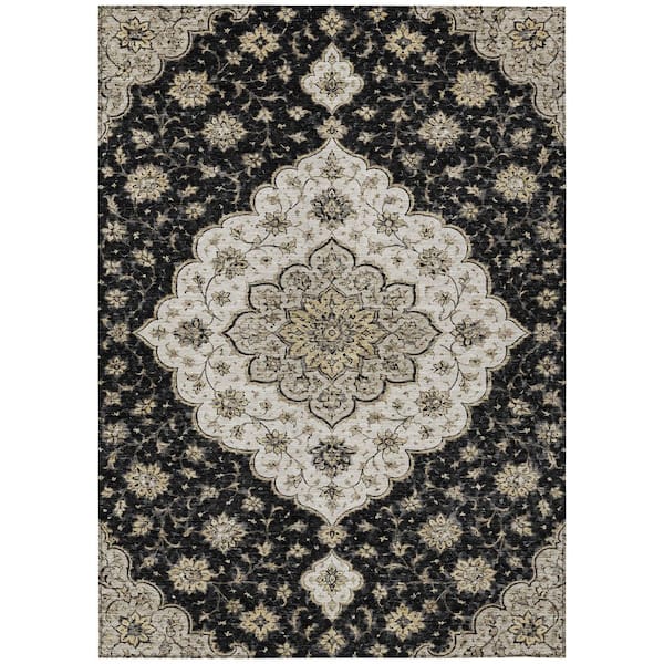 Chantille Machine Washable Indoor/Outdoor Abstract ACN3081 Black 5 ft. x 7 ft. 6 in. Area Rug