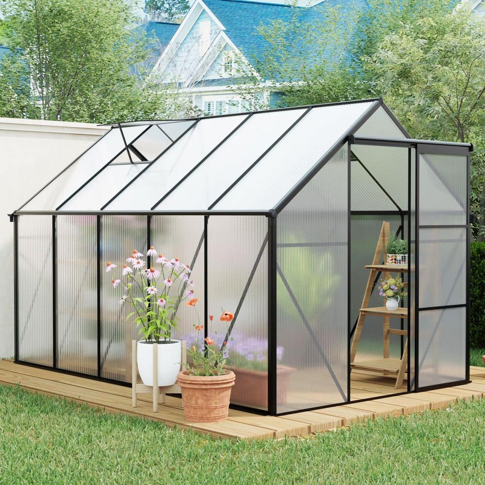 6 ft. x10 ft. Outdoor Polycarbonate Heavy Duty Walk-In Greenhouse w/ Elevat