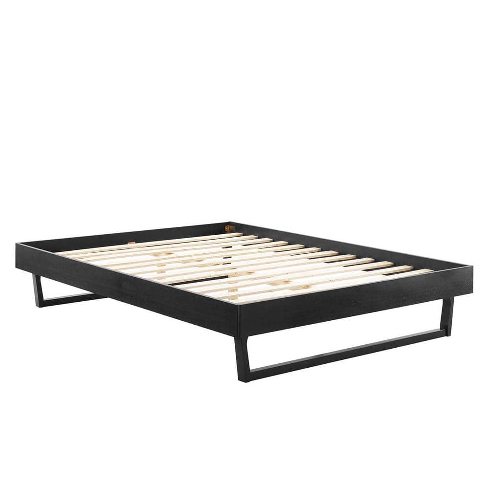 Mid-Century Modern Velvet Queen Platform Bed with Wood Frame