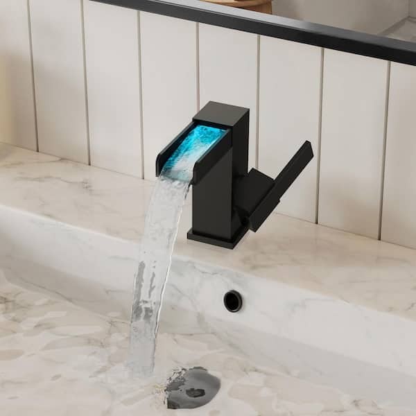 Single Handle Hole Bathroom Sink Faucet Sink Tap with Hose and Spot Resist in Matte Black (Value Include)