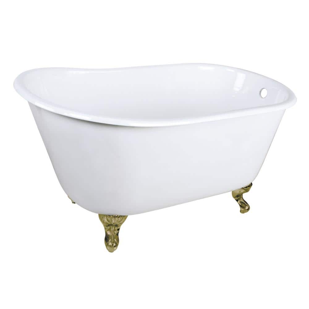 Onamia 48 in. x 28 in. Cast Iron Clawfoot Soaking Bathtub in White/Brushed Brass price history on PriceWatchPro
