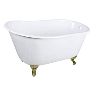 Onamia 48 in. x 28 in. Cast Iron Clawfoot Soaking Bathtub in White/Brushed Brass
