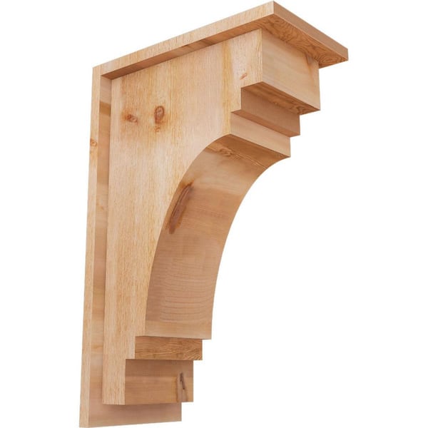 Ekena Millwork 8 in. x 14 in. x 22 in. Western Red Cedar Pescadero Rough Sawn Corbel with Backplate