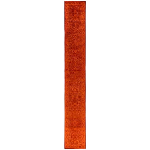 Overdyed Orange 2 ft. x 18 ft. Solid Wool Indoor Runner Rug